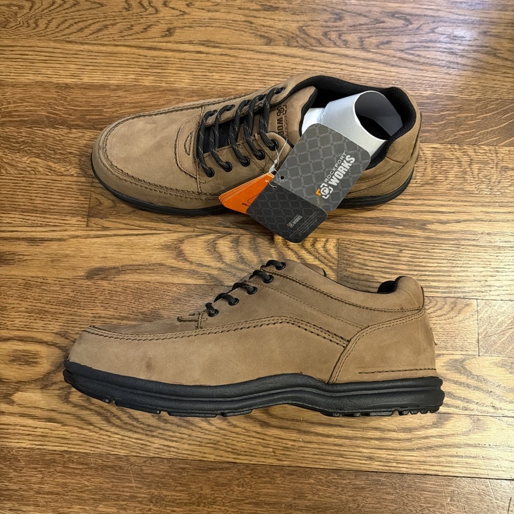 New ASTM Rockport Men's RK6763 World Tour Steel Toe Leather Work Shoe Brown 14 M